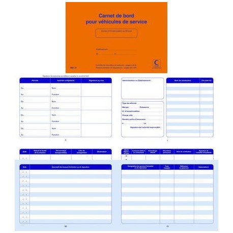 CARNET DE BORD POUR VEHICULES DE SERVICE 31