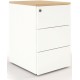 Caisson hauteur bureau 3 tiroirs Blanc finition chêne clair profondeur 60 cm