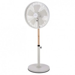 VENTILATEUR BLANC SUR PIED 40CM PIED BOIS