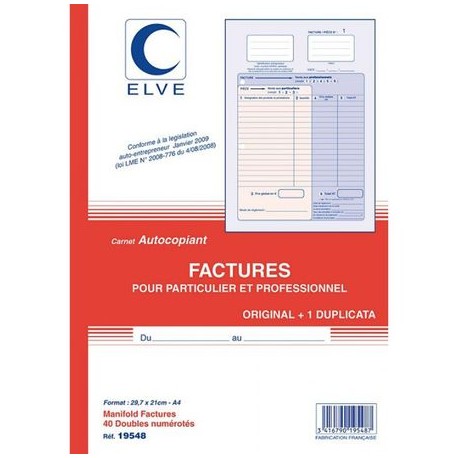 CARNET FACTURE 21X29,7 502 NCR