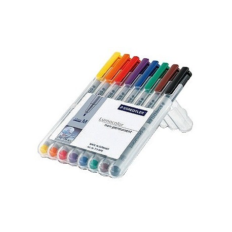 STAEDTLER BOX 8 FEUTR LUMOCOLOR SOLUBL MOY ASSORTIS