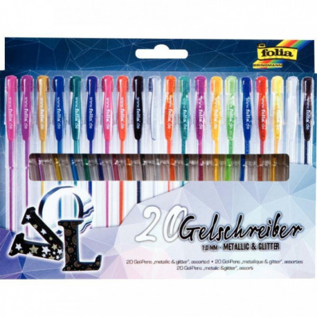 POCHETTE DE 20 STYLOS ENCRE GEL ASSORTIS