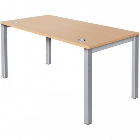 BUREAU PERFORM OBTURATEUR L160XP80CM PLATEAU CHÊNE CLAIR/PIÈTEMENT BLANC