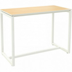 TABLE HAUTE L150CM 6 PERSONNES HÊTRE/BLANC