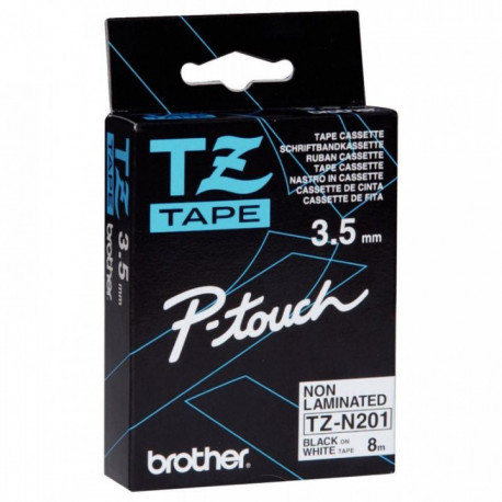 RUBAN TZN POUR BROTHER P-TOUCH NOIR SUR BLANC 3,5MM