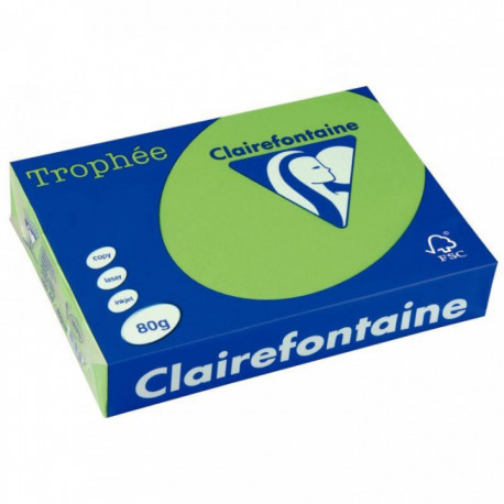 RAMETTE DE 500 FEUILLES DE PAPIER 80G DE FORMAT A4 VERT MENTHE TROPHEE CLAIREFON