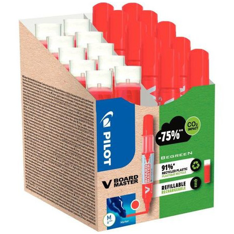 MARQUEURS ROUGES *PACK DE 10* V-BOARD MASTER + 10 RECHARGES DONT 5 OFFERTES