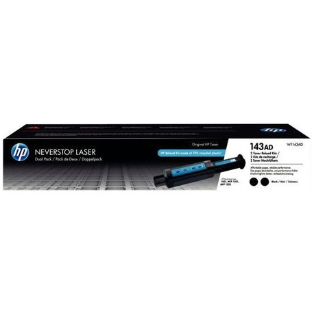 LOT 2, KIT DE RECHARGE TONER À LA MARQUE HP W1143AD NOIR