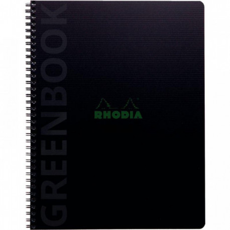 CAHIER SPIRALE A4+ 160P 90G 5X5  GREENBOOK RHODIACTIVE 100% RECYCLÉ   FAB France PEFC 