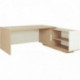 BUREAU RETOUR DROITE L200/218XH75XP90/180CM AVEC RANGEMENTS CHÊNE STRUCTURÉ/BLANC BRABANT