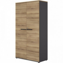 RANGEMENT HAUT L80CM 2 PORTES CONNEXION CHÊNE DU BOCAGE/ANTHRACITE